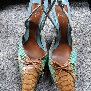 Linea Paolo leather and snakeskin heels size 6